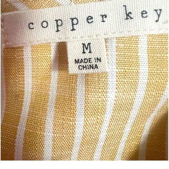 NWT Copper Key Dress Yellow White Striped Drawstring Waist Sleeveless Sundress - Picture 3 of 7